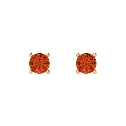 0.5 ctw Red Zirconia Studs Earrings | 4.0mm Round Cut White Gold Push Back | April Birthstone