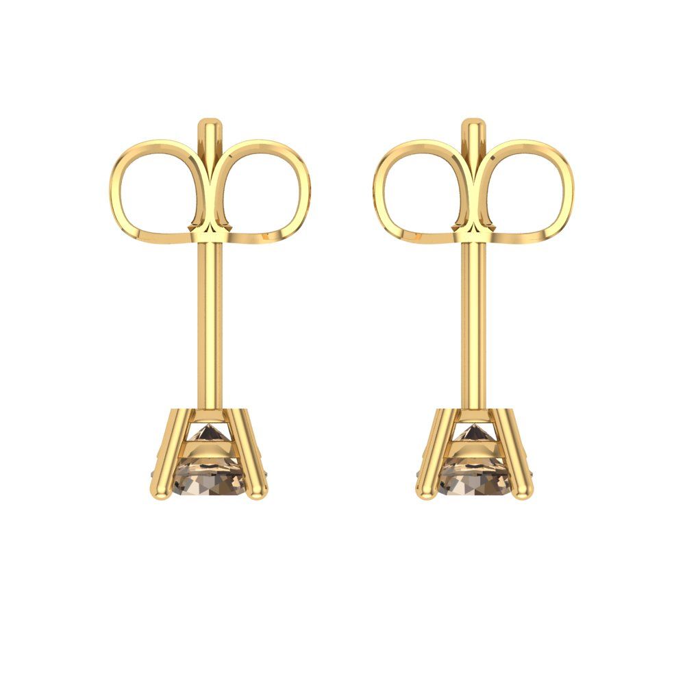 0.5cttw Round Cut Simulated Champagne Diamond Gold-Plated 925 Silver Push Back Stud Earrings