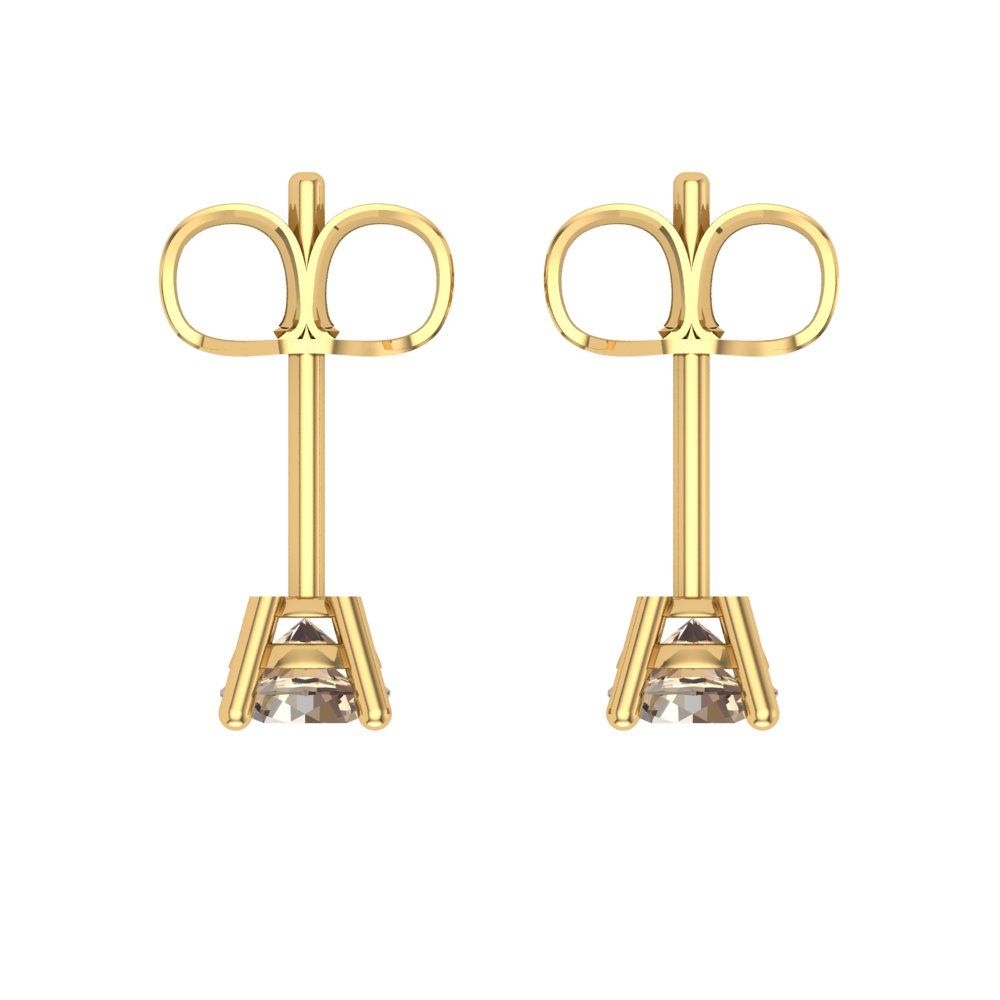 0.5 ctw Yellow Moissanite Studs Earrings | 4.0mm Round Cut White Gold Push Back | April Birthstone