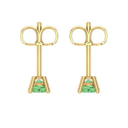 0.5 ctw Green Zirconia Studs Earrings | 4.0mm Round Cut White Gold Push Back | April Birthstone