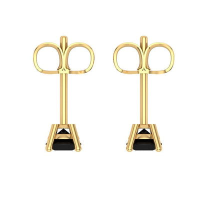 0.5 ctw Onyx Studs Earrings | 4.0mm Round Cut White Gold Push Back | July Birthstone