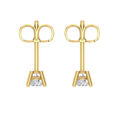 0.5 ctw Zirconia Diamond Studs Earrings | 4.0mm Round Cut White Gold Push Back | April Birthstone
