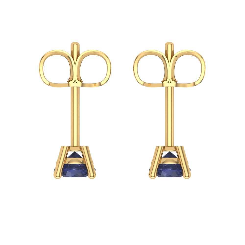 0.5cttw Round Cut Simulated Blue Sapphire Gold-Plated 925 Silver Push Back Stud Earrings