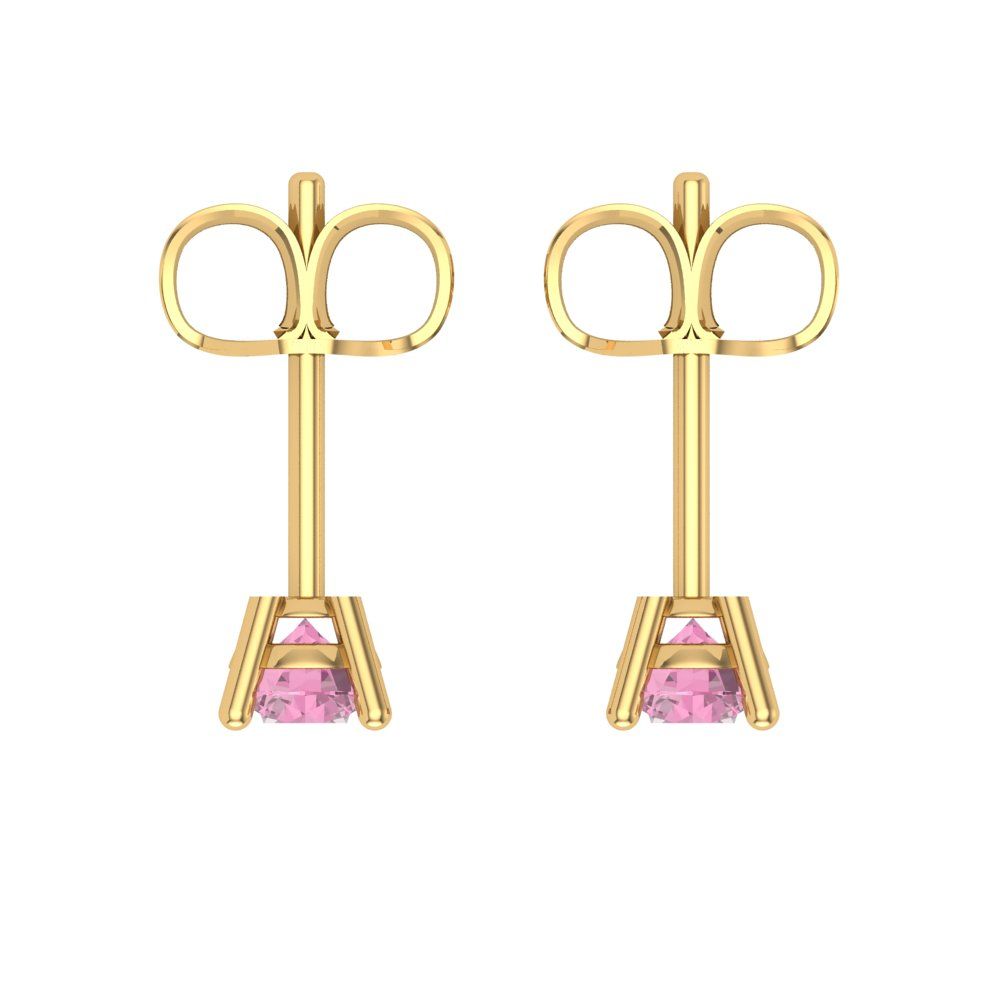 0.5cttw Round Cut Simulated Pink Diamond Gold-Plated 925 Silver Push Back Stud Earrings