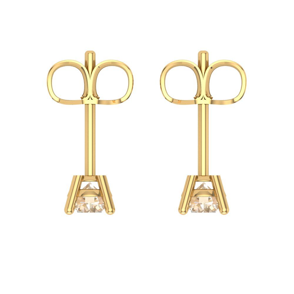 0.5cttw Round Cut Natural Morganite Gold-Plated 925 Silver Push Back Stud Earrings