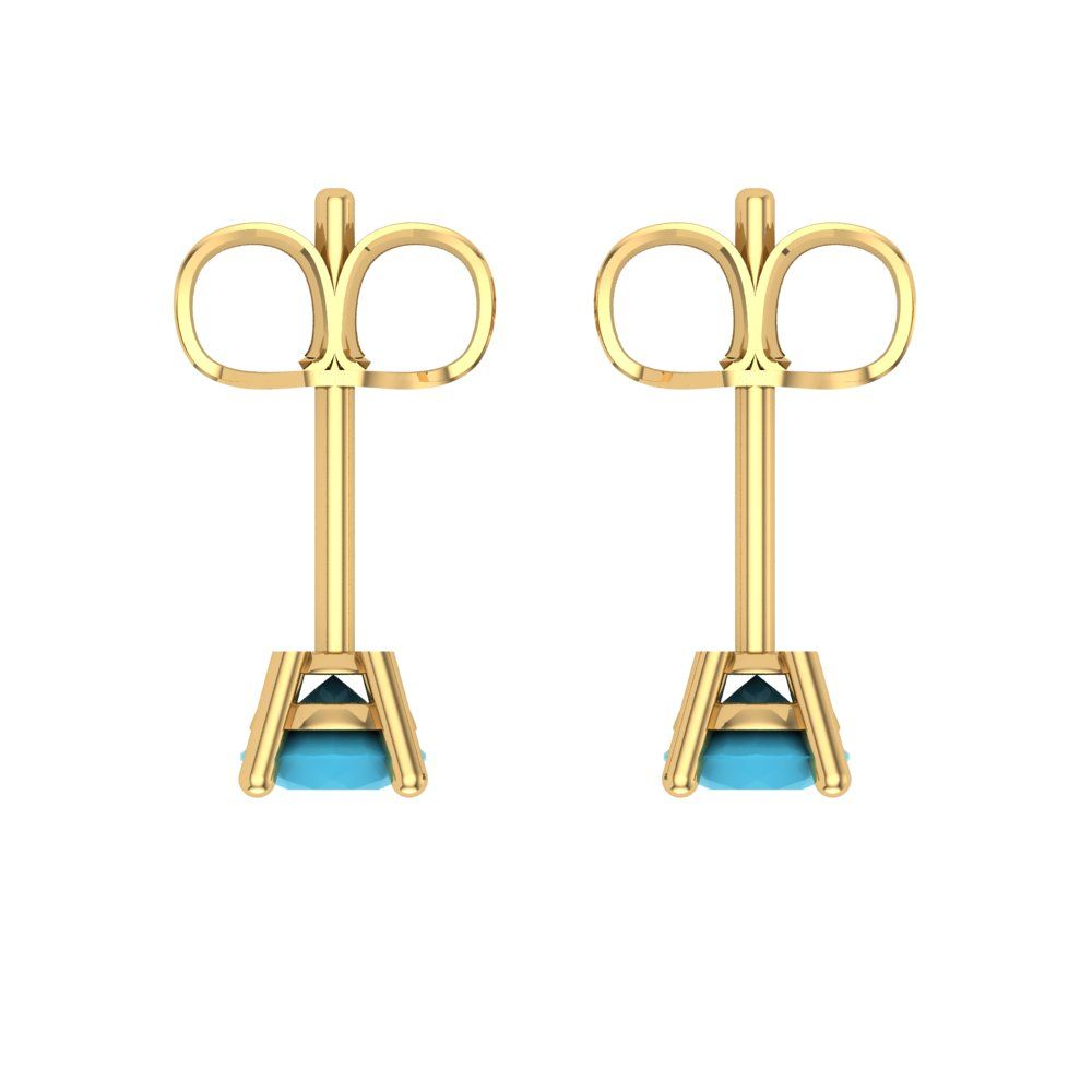 0.5 ctw Turquoise Studs Earrings | 4.0mm Round Cut White Gold Push Back | December Birthstone
