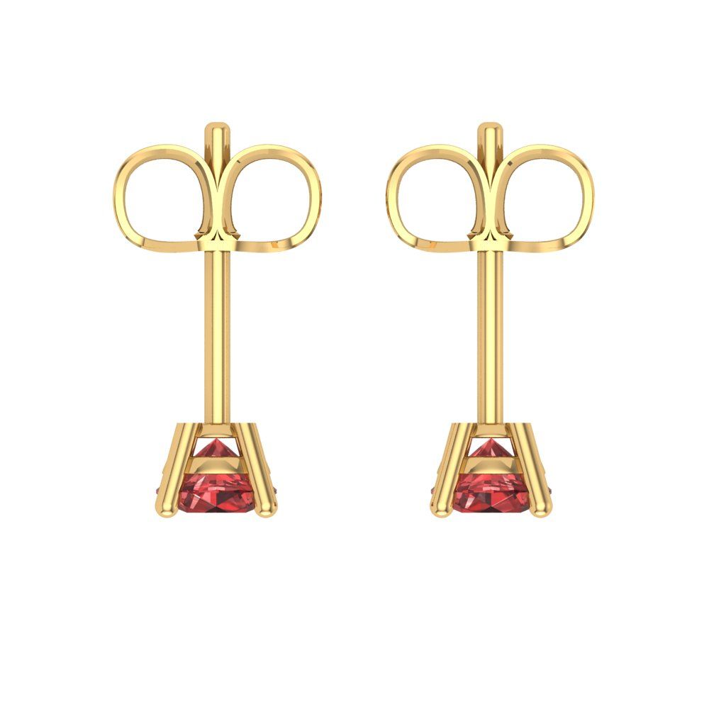 0.5 ctw Garnet Studs Earrings | 4.0mm Round Cut White Gold Push Back | January Birthstone