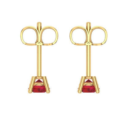 0.5cttw Round Cut Simulated Ruby Gold-Plated 925 Silver Push Back Stud Earrings