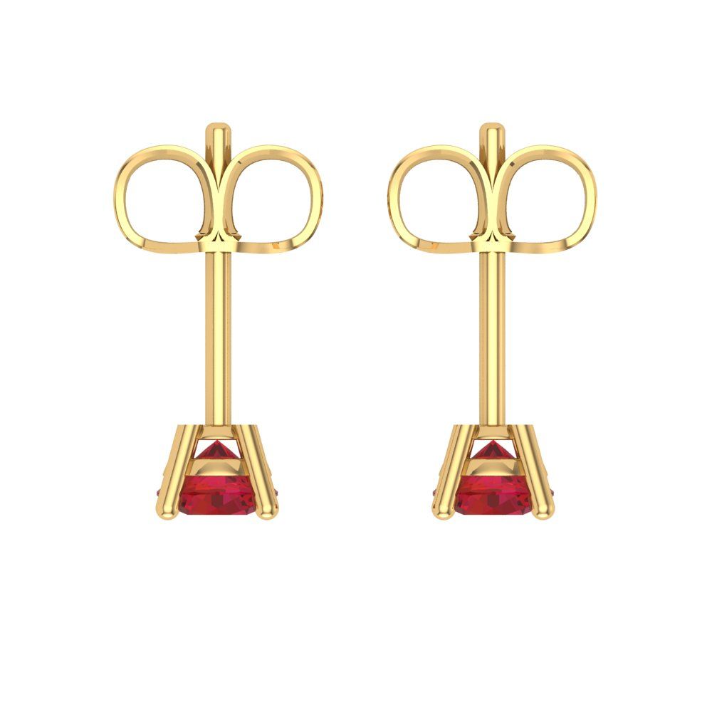 0.5 ctw Ruby Studs Earrings | 4.0mm Round Cut White Gold Push Back | July Birthstone
