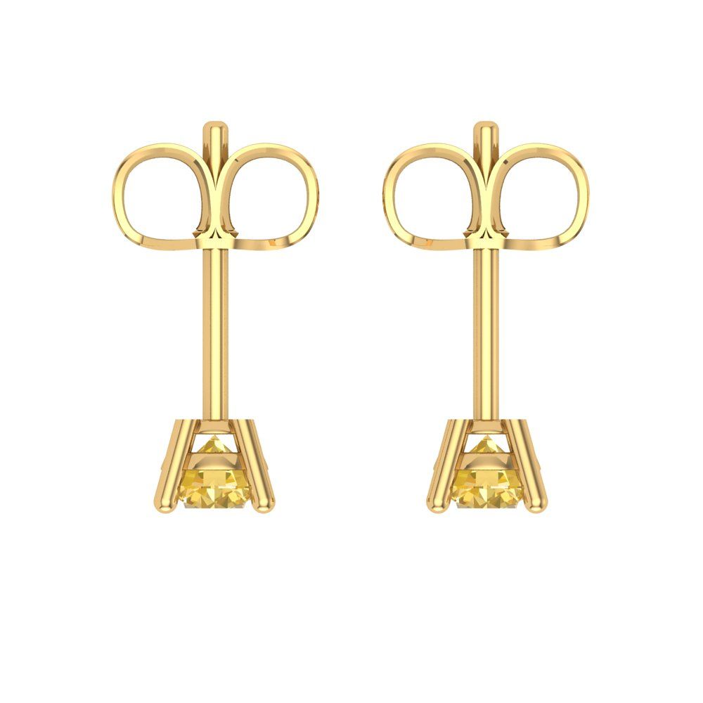 0.5cttw Round Cut Simulated Yellow Diamond Gold-Plated 925 Silver Push Back Stud Earrings