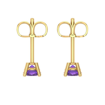 0.5 ctw Amethyst Studs Earrings | 4.0mm Round Cut White Gold Push Back | February Birthstone