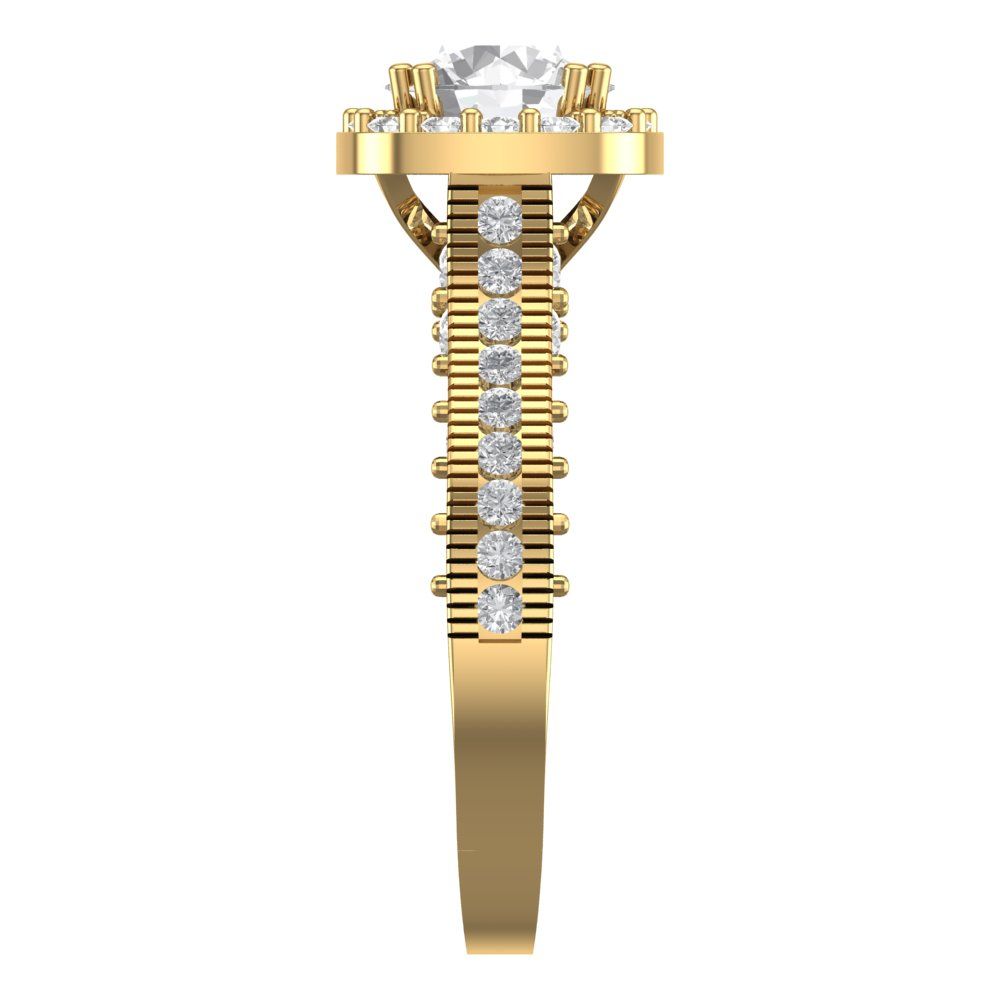 2.37 cttw Certified Moissanite Hidden Halo Engagement Ring - Solid Gold (VVS1, D-F,Round Cut,7.5mm)