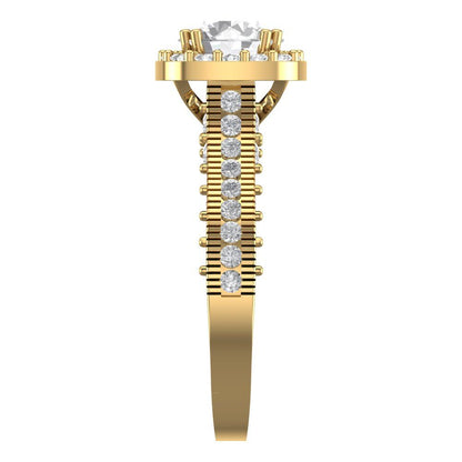 2.37 cttw Certified Moissanite Hidden Halo Engagement Ring - Solid Gold (VVS1, D-F,Round Cut,7.5mm)