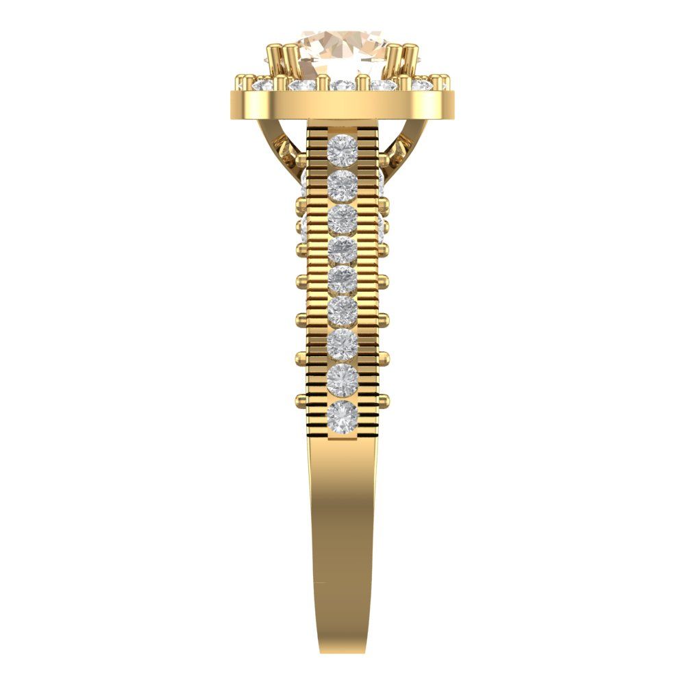 2.37 cttw Natural Morganite Hidden Halo Engagement Ring - Solid Gold (Round Cut,7.5mm)