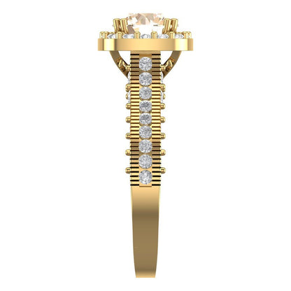 2.37 cttw Natural Morganite Hidden Halo Engagement Ring - Solid Gold (Round Cut,7.5mm)