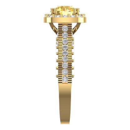 2.37 cttw Natural Citrine Hidden Halo Engagement Ring - Solid Gold (Round Cut,7.5mm)