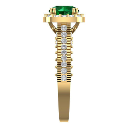 2.37 cttw Simulated Emerald Hidden Halo Engagement Ring - Solid Gold (Round Cut,7.5mm)
