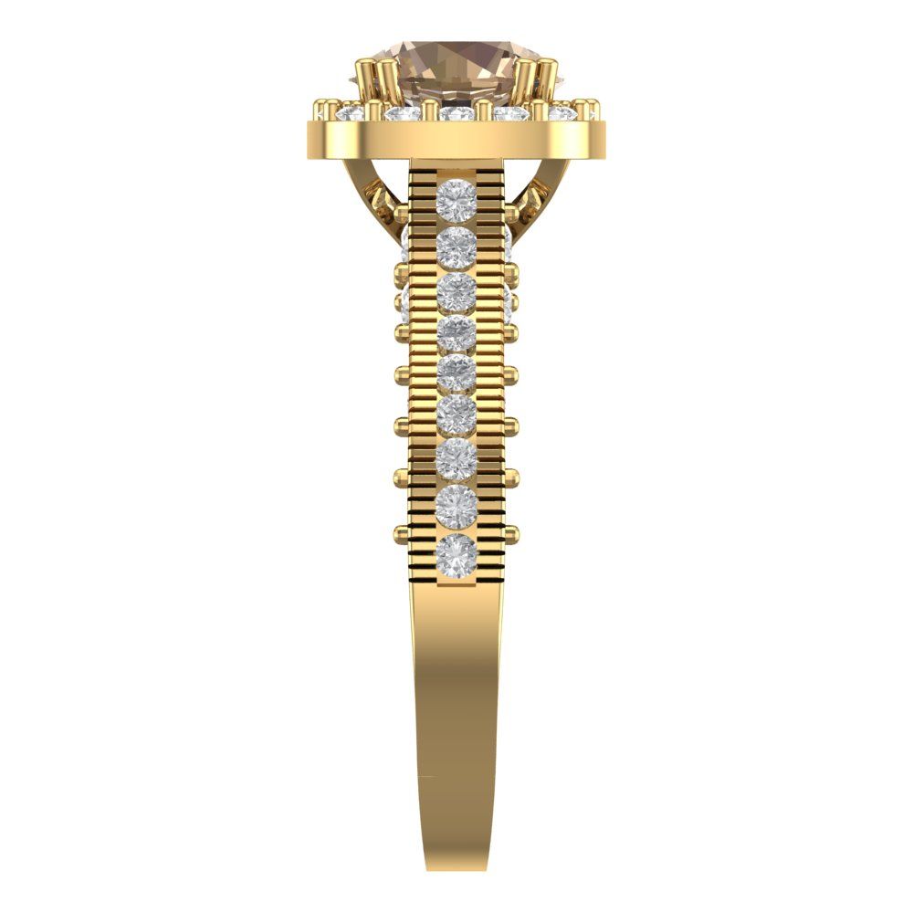 2.37 cttw Yellow Moissanite Hidden Halo Engagement Ring - Solid Gold (Round Cut,7.5mm)