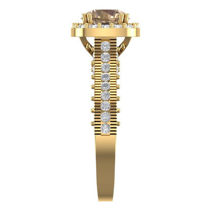 2.37 cttw Yellow Moissanite Hidden Halo Engagement Ring - Solid Gold (Round Cut,7.5mm)