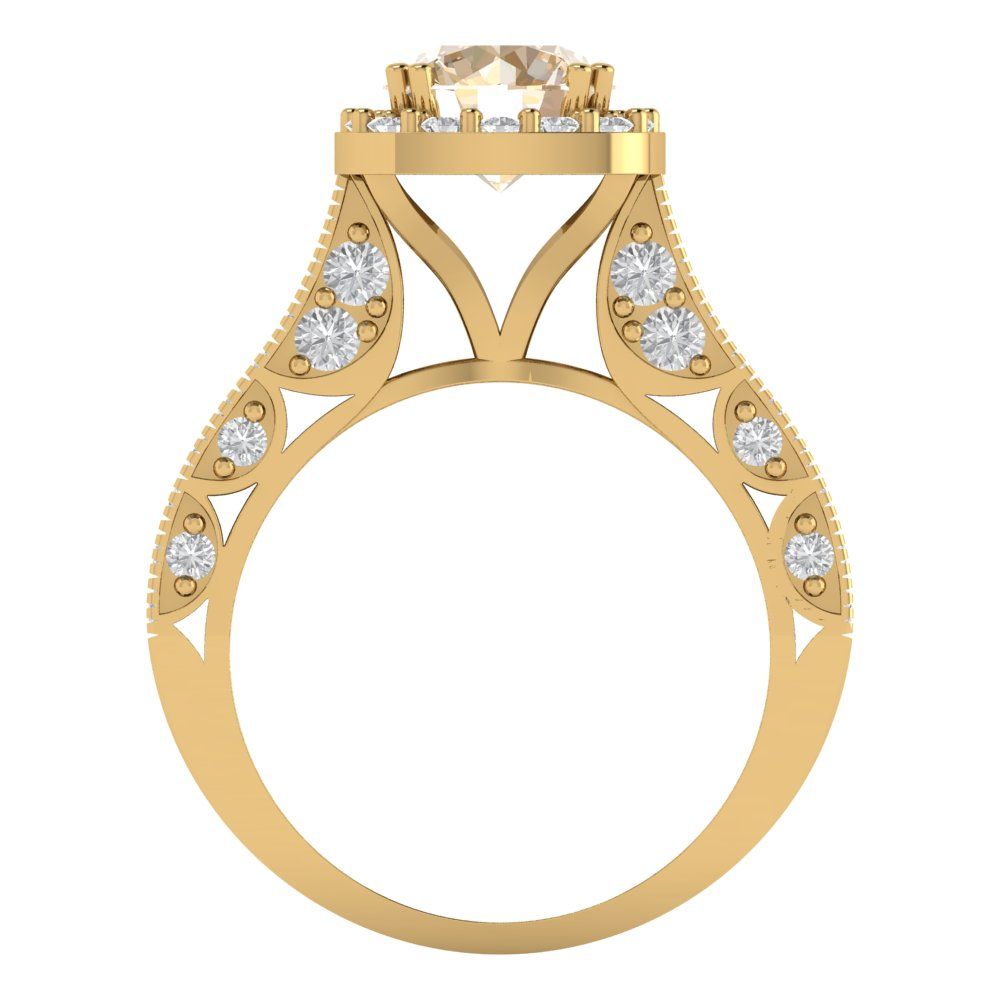 2.37 cttw Natural Morganite Hidden Halo Engagement Ring - Solid Gold (Round Cut,7.5mm)