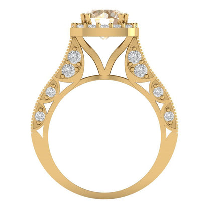 2.37 cttw Natural Morganite Hidden Halo Engagement Ring - Solid Gold (Round Cut,7.5mm)