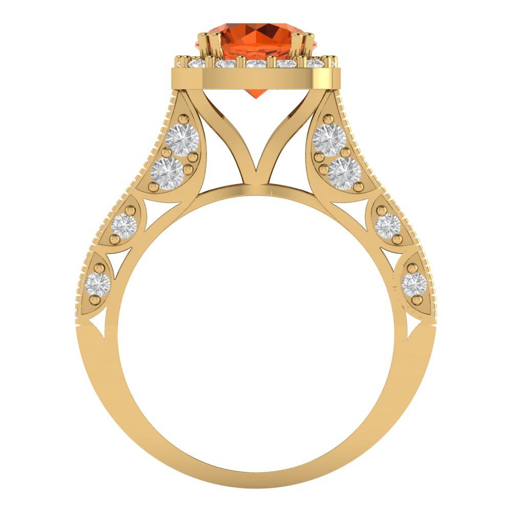 2.37 cttw Simulated Ruby Hidden Halo Engagement Ring - Solid Gold (Round Cut,7.5mm)