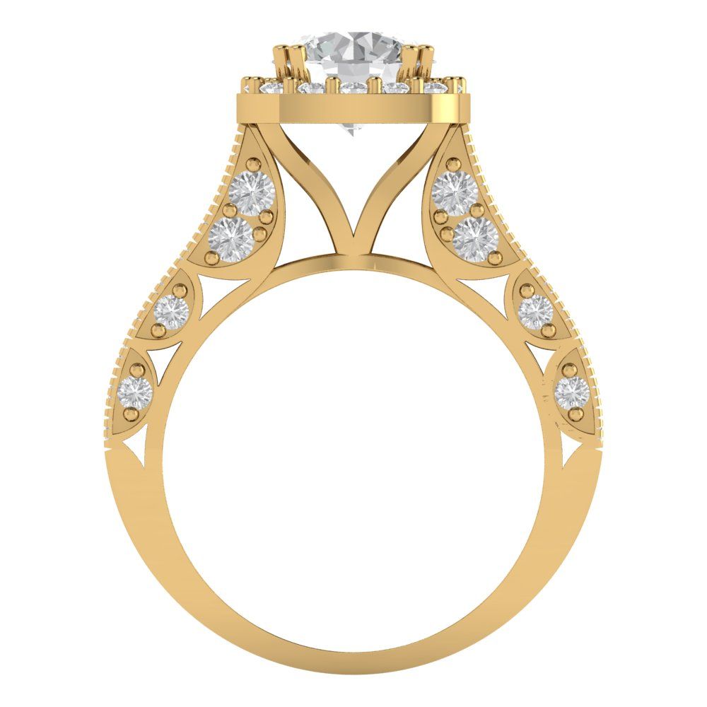 Police Wife, Wife Police, Engagement Ring, Ring Engagement, Bridal Gold Band, 1.90 Ct Simulated Round Cut Halo 14k Yellow Gold Bridal Band