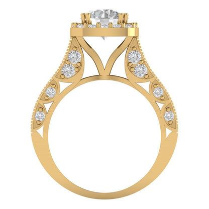 Police Wife, Wife Police, Engagement Ring, Ring Engagement, Bridal Gold Band, 1.90 Ct Simulated Round Cut Halo 14k Yellow Gold Bridal Band