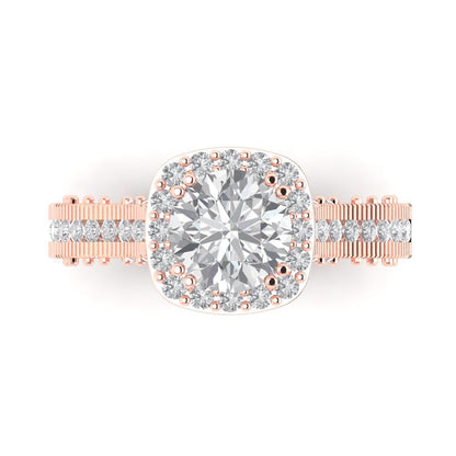 2.37 cttw Certified Moissanite Hidden Halo Engagement Ring - Solid Gold (VVS1, D-F,Round Cut,7.5mm)