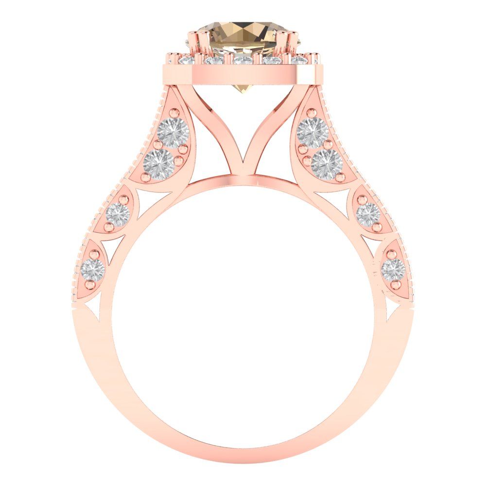 2.37 cttw Yellow Moissanite Hidden Halo Engagement Ring - Solid Gold (Round Cut,7.5mm)