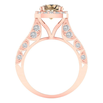 2.37 cttw Yellow Moissanite Hidden Halo Engagement Ring - Solid Gold (Round Cut,7.5mm)