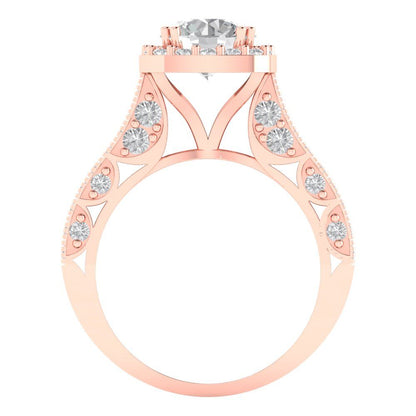 2.37 cttw White Sapphire Hidden Halo Engagement Ring - Solid Gold (Round Cut,7.5mm)