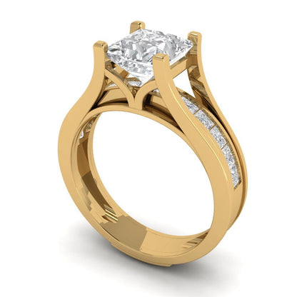 2.28 cttw Princess Cut Moissanite Bridal Set - Solid Yellow Gold Engagement Ring & Wedding Band