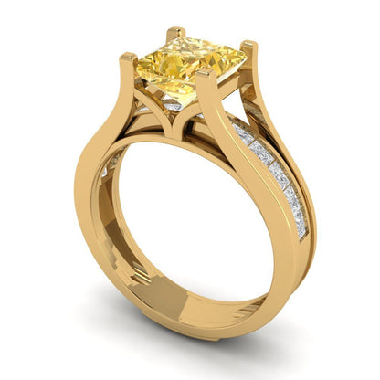 2.28 cttw Princess Cut Natural Citrine Bridal Set - Solid Yellow Gold Engagement Ring & Wedding Band