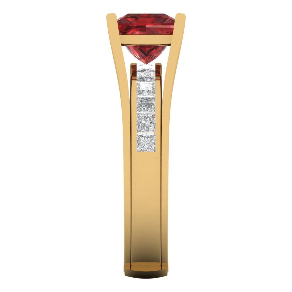 2.28 cttw Princess Cut Natural Garnet Bridal Set - Solid Yellow Gold Engagement Ring & Wedding Band