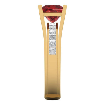 2.28 cttw Princess Cut Natural Garnet Bridal Set - Solid Yellow Gold Engagement Ring & Wedding Band