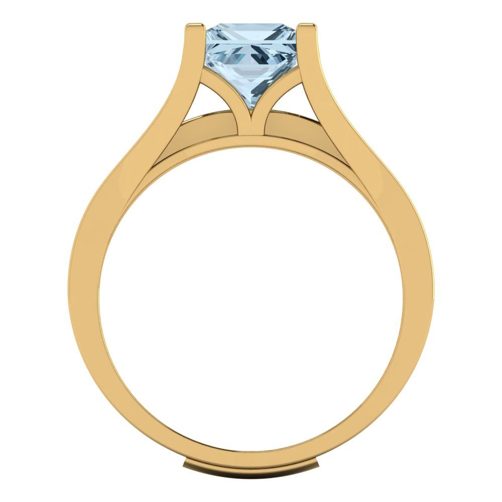 2.28 cttw Princess Cut Natural Swiss Blue Topaz Bridal Set - Solid Yellow Gold Engagement Ring & Wedding Band