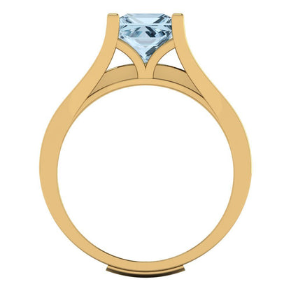 2.28 cttw Princess Cut Natural Sky Blue Topaz Bridal Set - Solid Yellow Gold Engagement Ring & Wedding Band