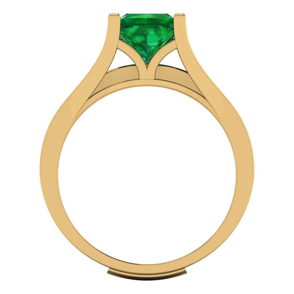 2.28 cttw Princess Cut Simulated Emerald Bridal Set - Solid Yellow Gold Engagement Ring & Wedding Band