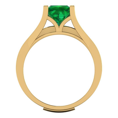 2.28 cttw Princess Cut Simulated Emerald Bridal Set - Solid Yellow Gold Engagement Ring & Wedding Band