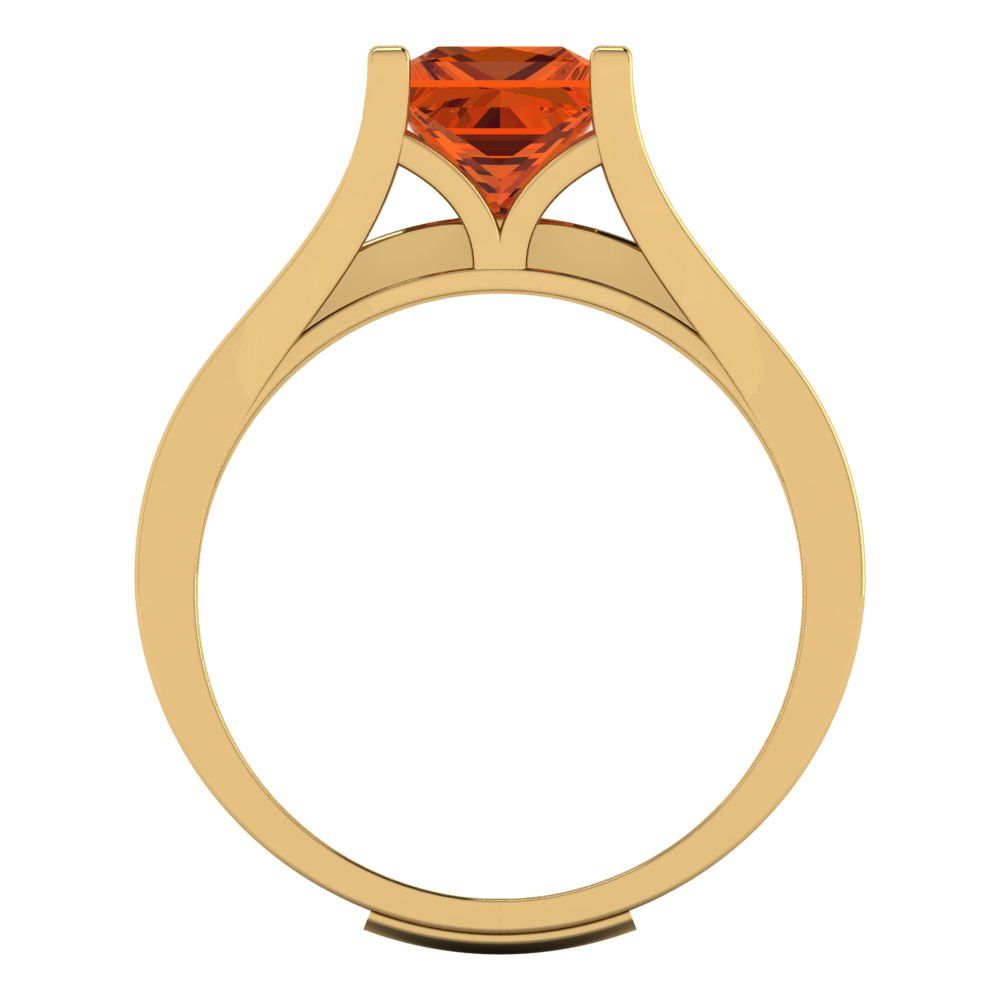 2.28 cttw Princess Cut Simulated Pink Tourmaline Bridal Set - Solid Yellow Gold Engagement Ring & Wedding Band