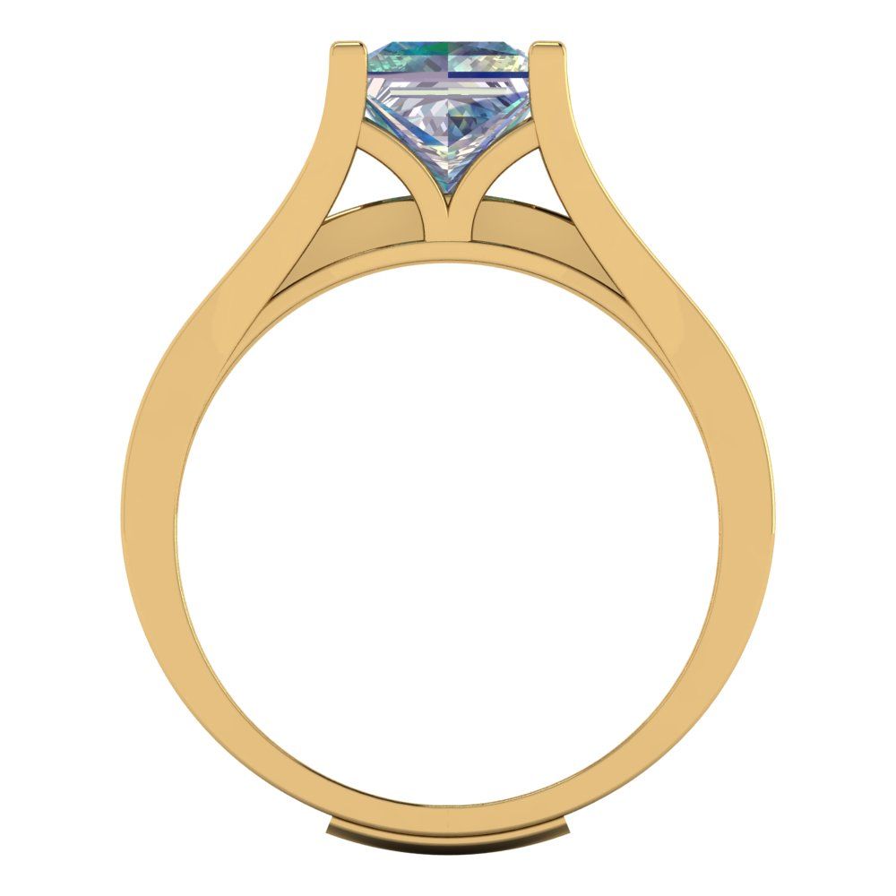 2.28 cttw Princess Cut Blue Moissanite Bridal Set - Solid Yellow Gold Engagement Ring & Wedding Band