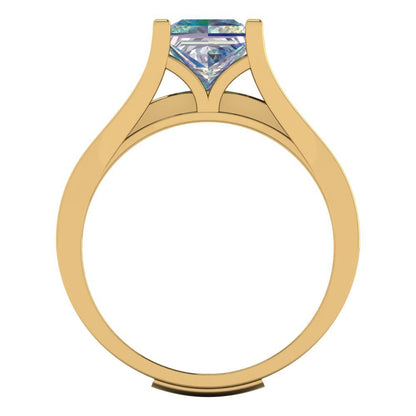 2.28 cttw Princess Cut Blue Moissanite Bridal Set - Solid Yellow Gold Engagement Ring & Wedding Band