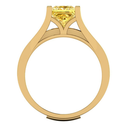 2.28 cttw Princess Cut Natural Citrine Bridal Set - Solid Yellow Gold Engagement Ring & Wedding Band