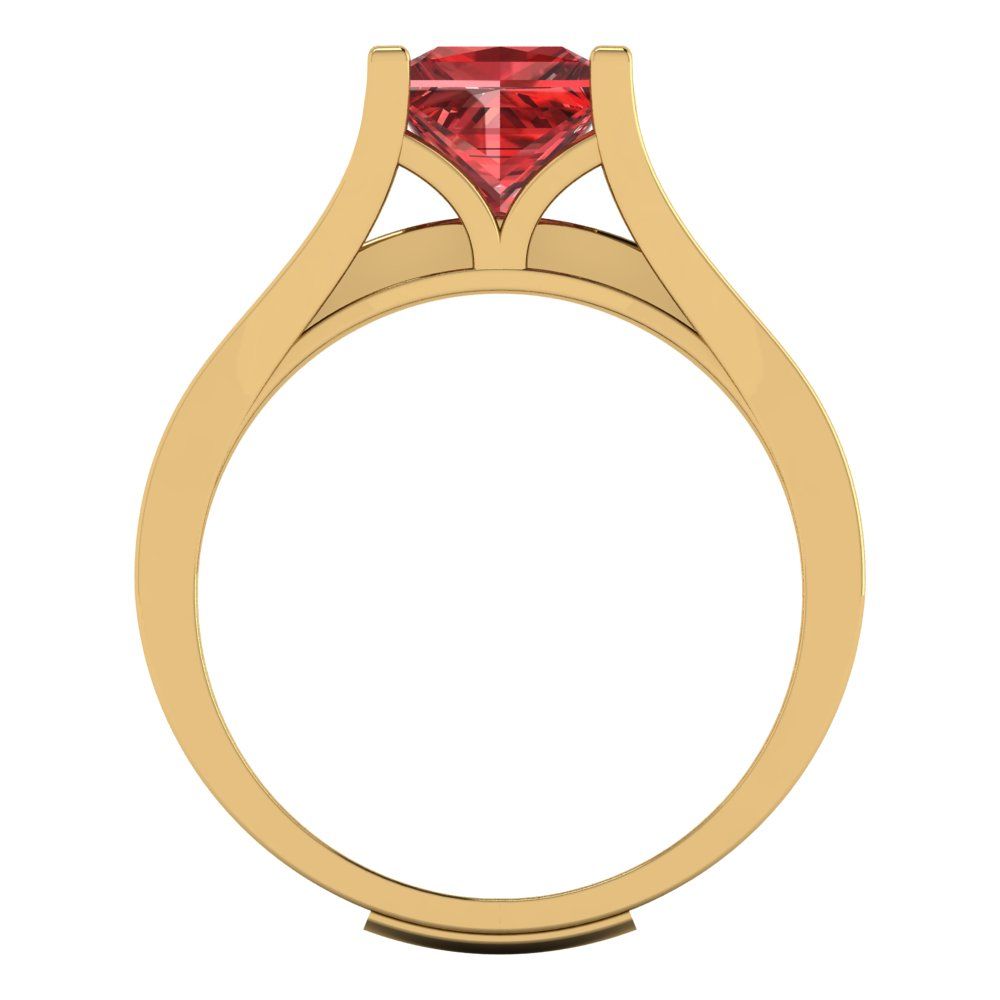 2.28 cttw Princess Cut Natural Garnet Bridal Set - Solid Yellow Gold Engagement Ring & Wedding Band