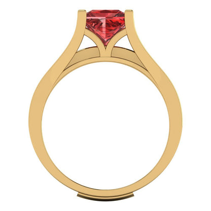 2.28 cttw Princess Cut Natural Garnet Bridal Set - Solid Yellow Gold Engagement Ring & Wedding Band