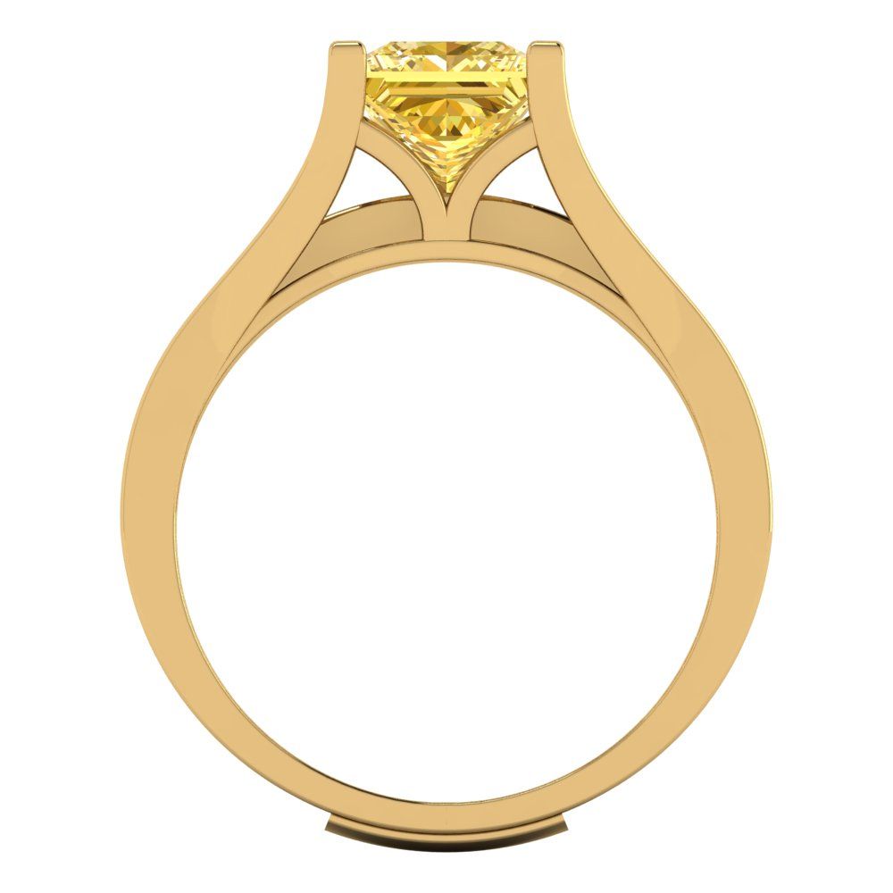 2.28 cttw Princess Cut Simulated Yellow Diamond Bridal Set - Solid Yellow Gold Engagement Ring & Wedding Band