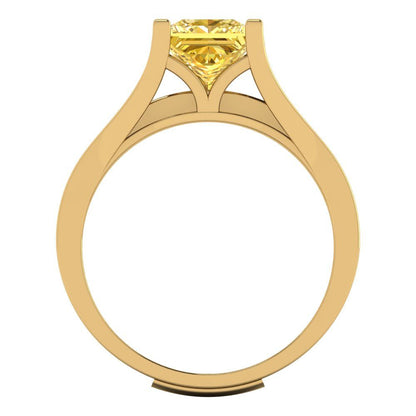 2.28 cttw Princess Cut Simulated Yellow Diamond Bridal Set - Solid Yellow Gold Engagement Ring & Wedding Band