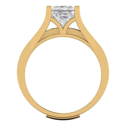 2.28 cttw Princess Cut White Sapphire Bridal Set - Solid Yellow Gold Engagement Ring & Wedding Band