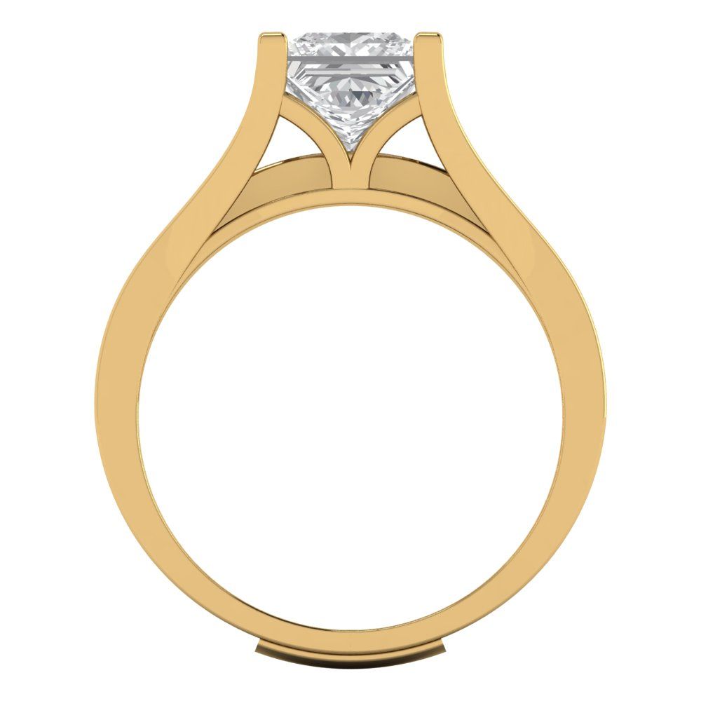 2.28 cttw Princess Cut Moissanite Bridal Set - Solid Yellow Gold Engagement Ring & Wedding Band